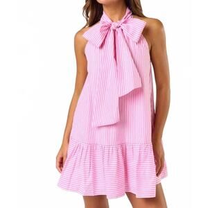 NEW LALAVON front bow sleeveless mini dress in pretty in pink